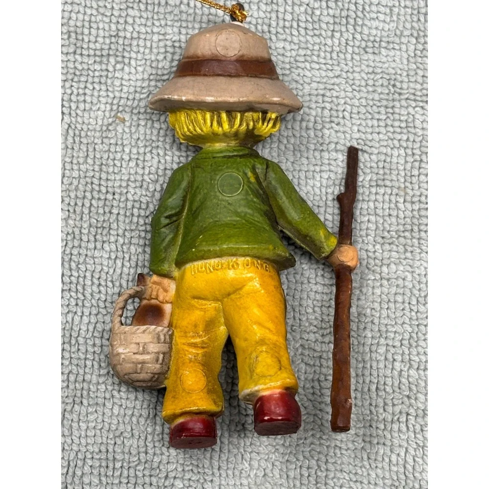 Vintage Hong Kong Boy Girl Rabbit Figurines Set 2 Hanging Ornaments Mid‎ Century